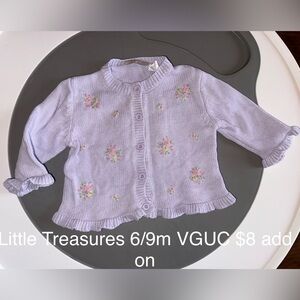 Lilac Embroidered Floral Knit Sweater for Baby
